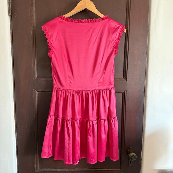 SUGAR THRILLZ | Dolls Kill Pink Satin Thinking About You Challis Dress | Small - Picture 2 of 8